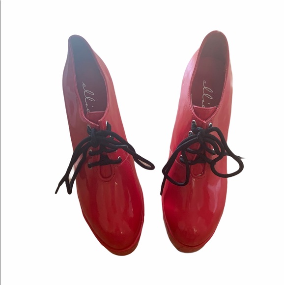 Chunky Heel Oxford Shoes in Red-Size 8 - Picture 2 of 7